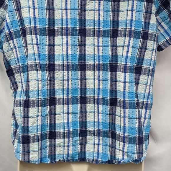 Erika Plaid Textured Button Down Short Sleeve Shirt Sz M - Picture 8 of 12